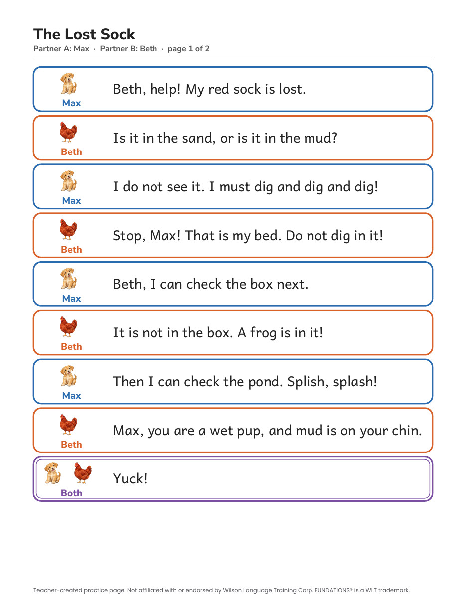 Preview page 2 of Fundations-Aligned Partner Reader's Theater · Level 2 Unit 1
