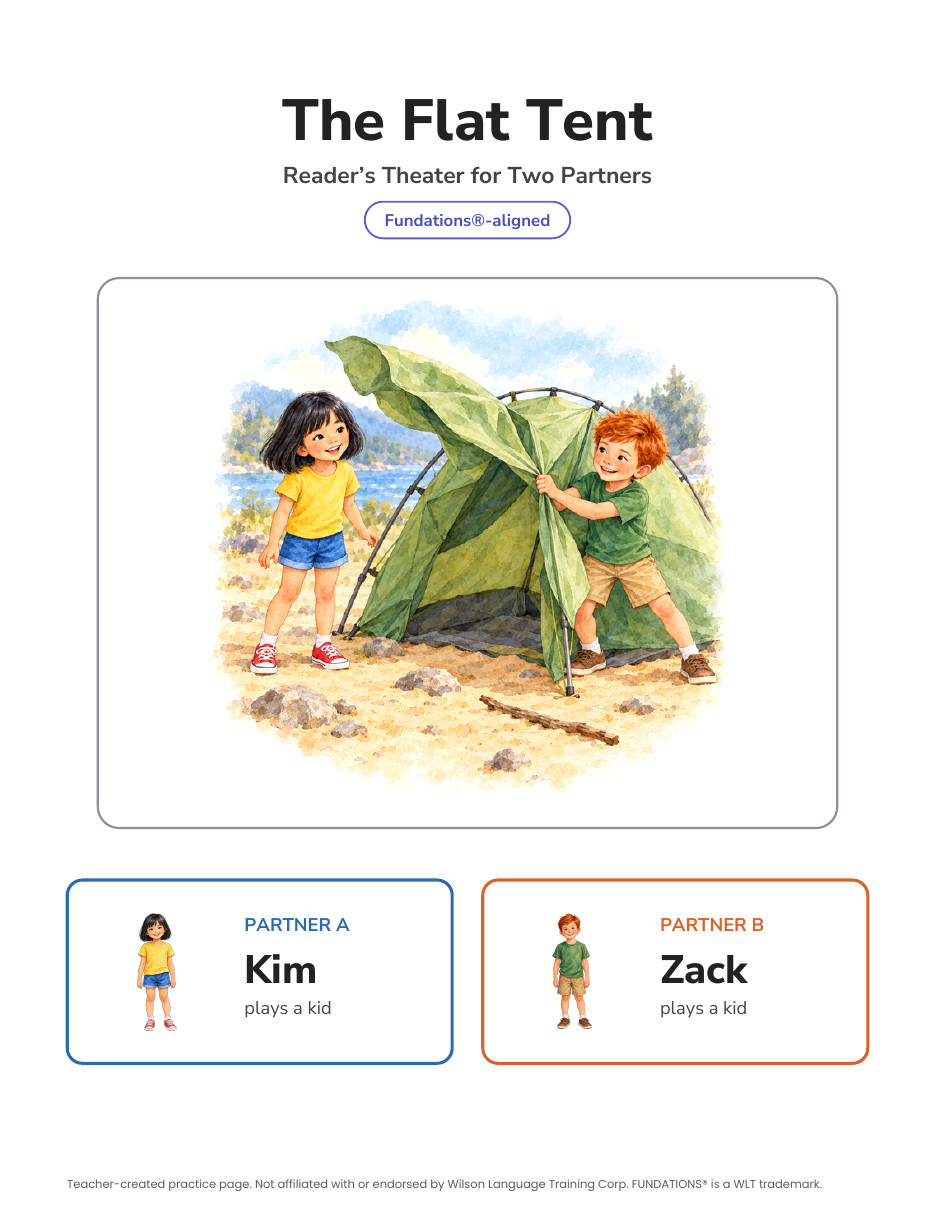 Preview page 4 of Fundations-Aligned Partner Reader's Theater · Level 2 Unit 1