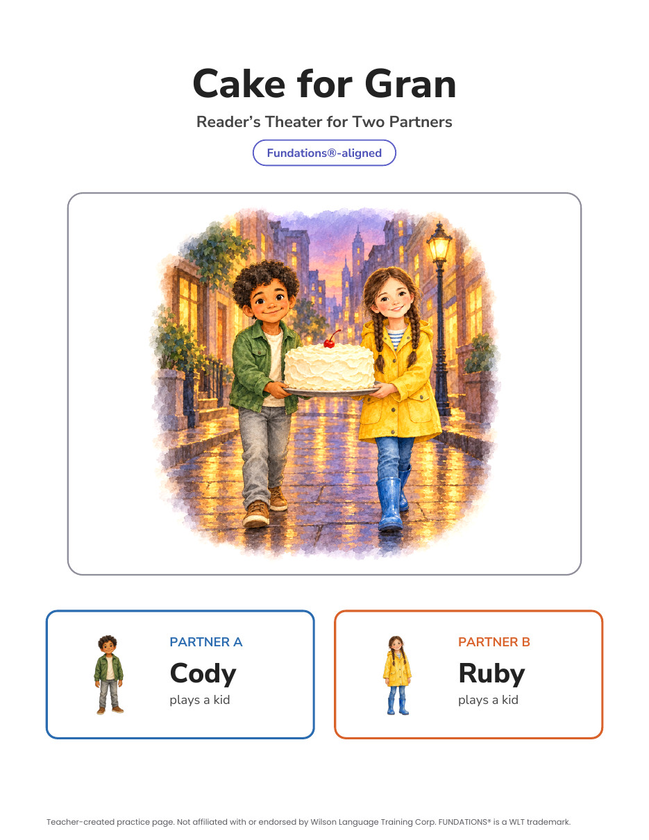 Preview page 1 of Fundations-Aligned Partner Reader's Theater · Level 2 Unit 7