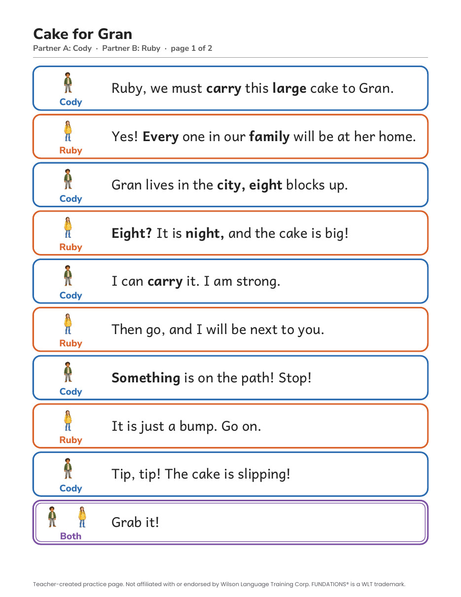 Preview page 2 of Fundations-Aligned Partner Reader's Theater · Level 2 Unit 7
