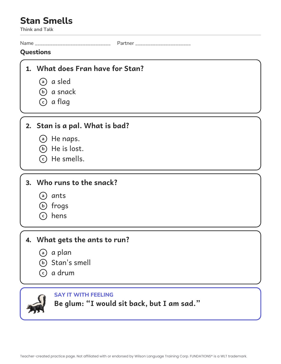 Preview page 3 of Fundations-Aligned Partner Reader's Theater · Level 1 Unit 8