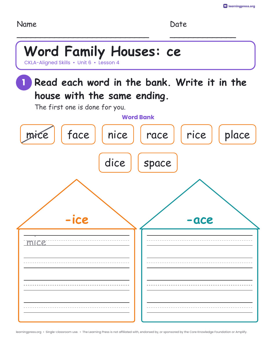 Preview page 3 of CKLA-Aligned Grade 1 Skills Unit 6 Worksheets (Lessons 1–25)