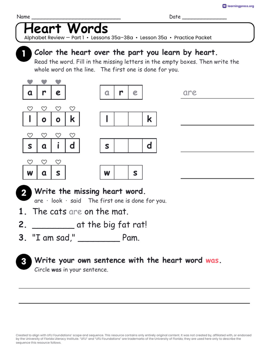 Preview page 3 of Alphabet Review — Part 1 Unit Bundle · Lessons 35a–38a