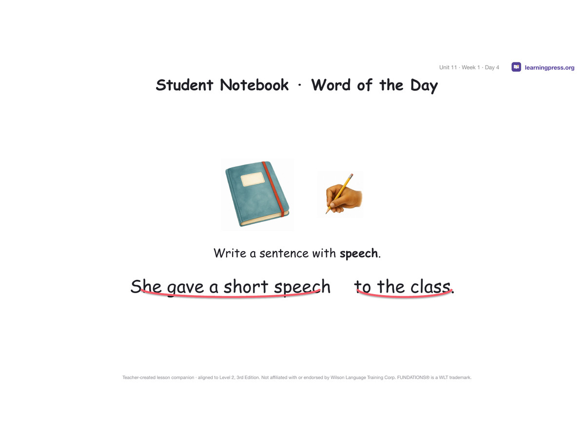 Preview page 2 of Fundations Level 2 Unit 11 Lesson Slides – 3rd Edition Aligned