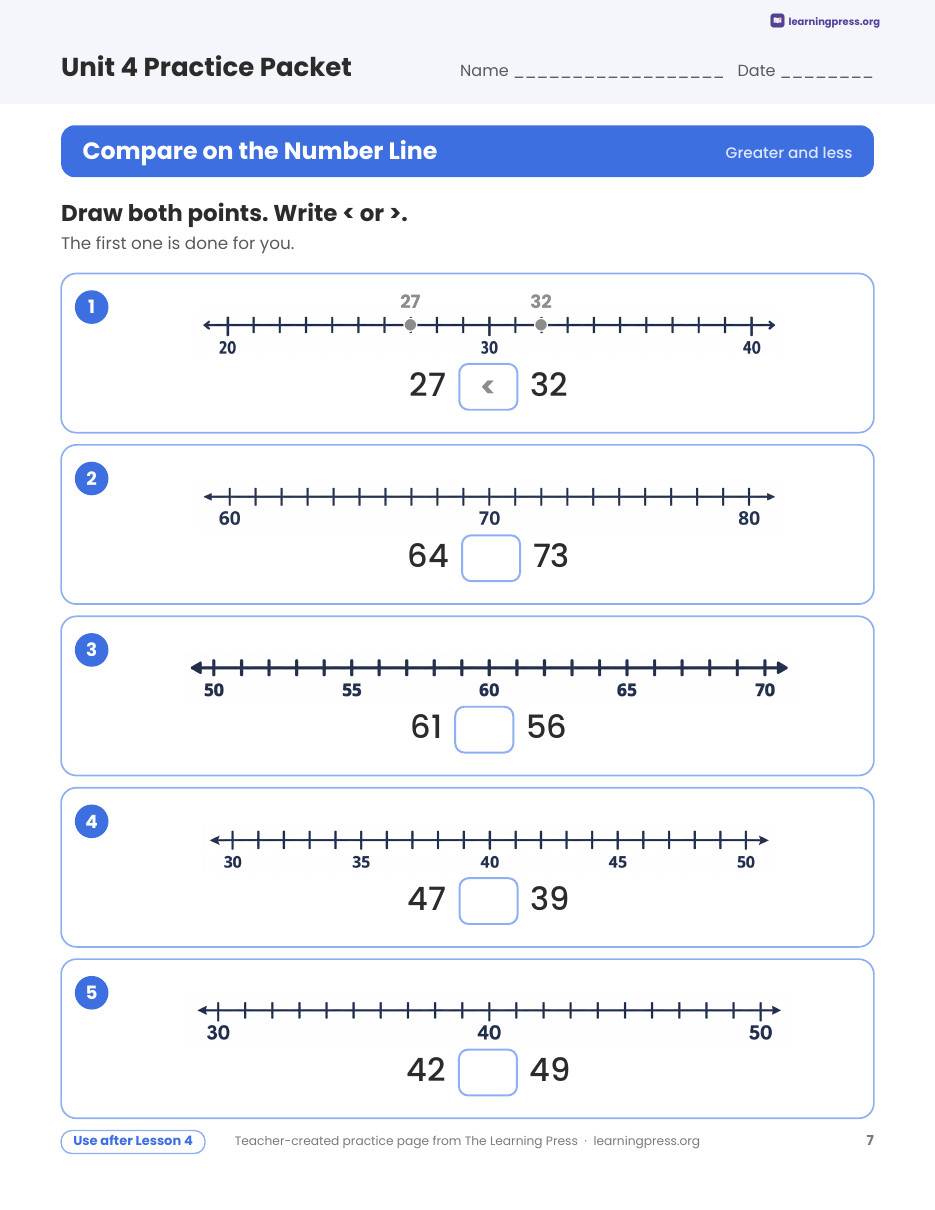 Preview page 2 of Illustrative Math (IM®) Aligned 2nd Grade Unit 4 Practice Packet (Color & B&W)