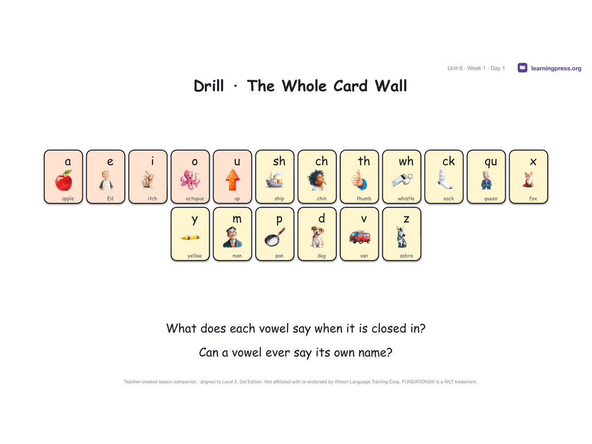 Preview page 1 of Fundations Level 2 Unit 6 Lesson Slides – 3rd Edition Aligned