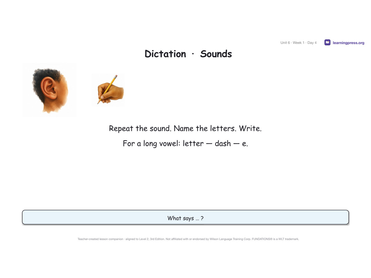 Preview page 2 of Fundations Level 2 Unit 6 Lesson Slides – 3rd Edition Aligned