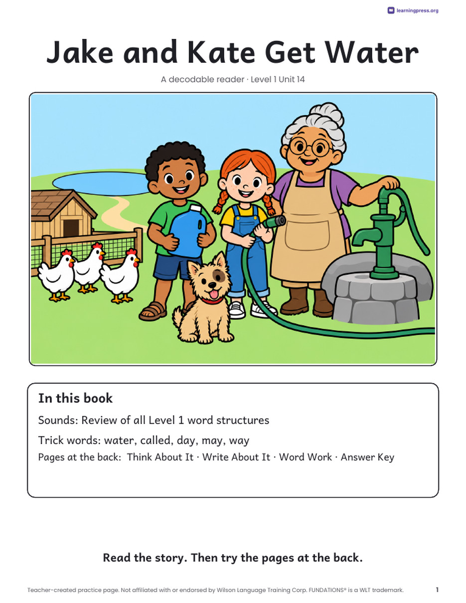 Preview page 2 of Fundations®-Aligned Decodable Reader · Level 1 Unit 14