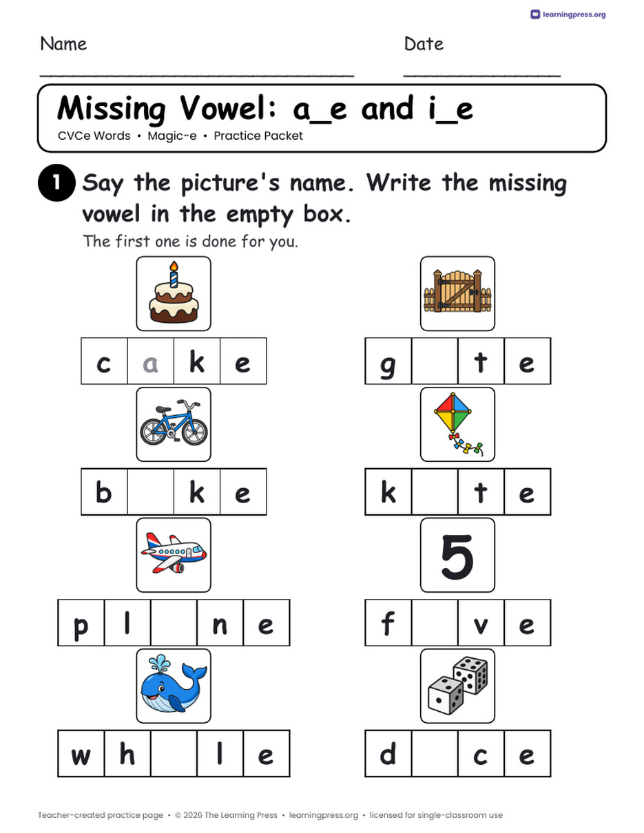 Preview page 2 of CVCe Mega Practice Packet