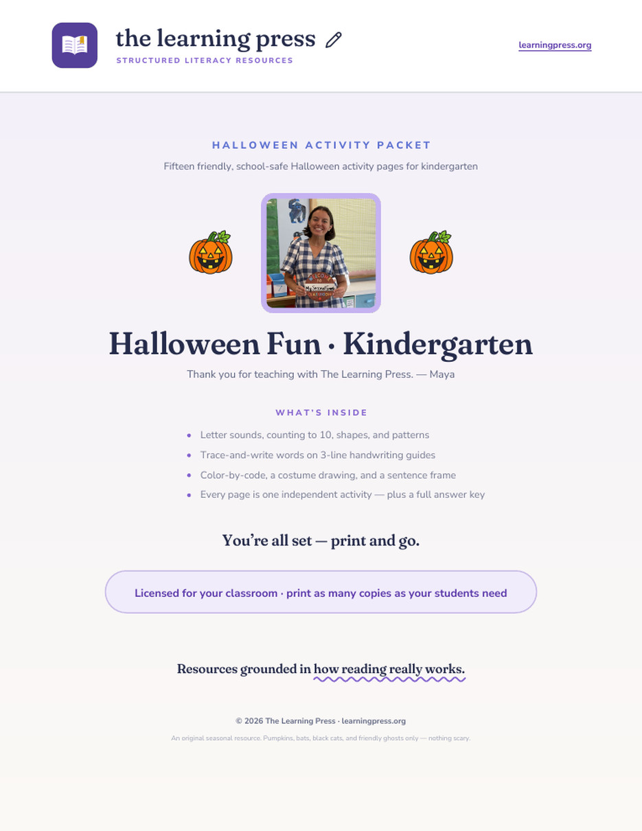 Preview page 1 of Halloween Activity Packet · Kindergarten
