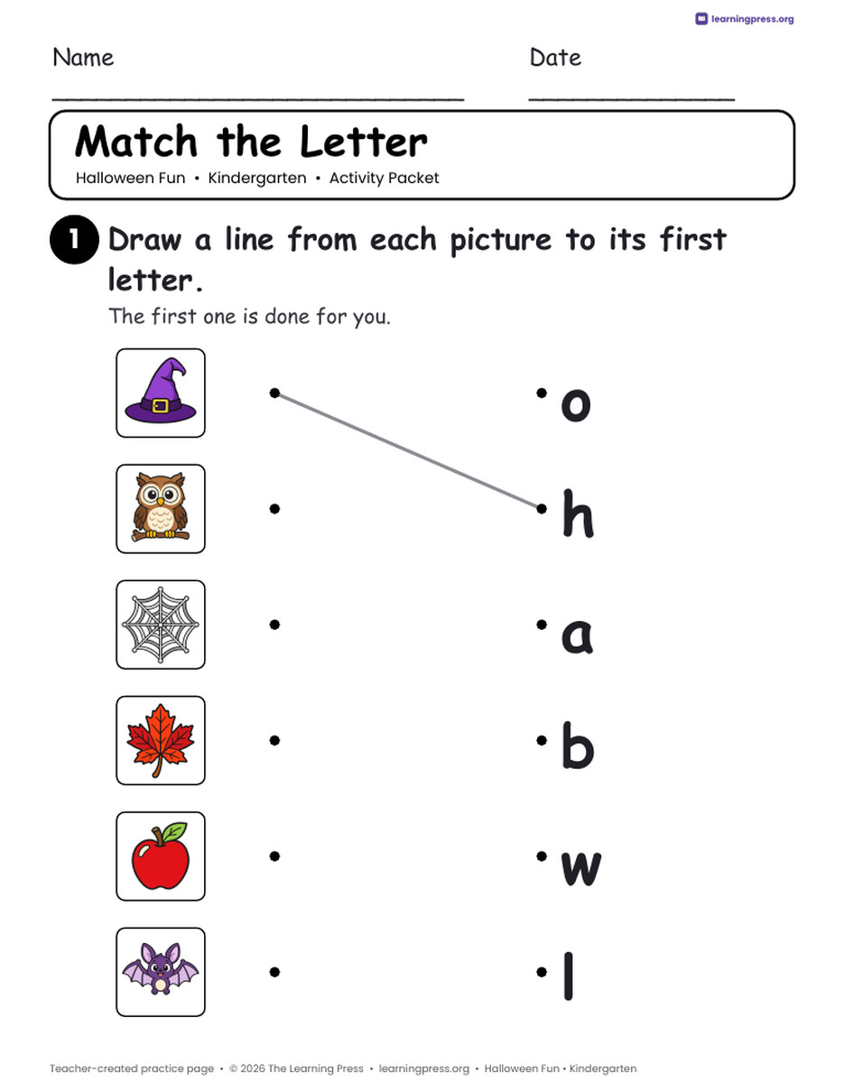 Preview page 2 of Halloween Activity Packet · Kindergarten