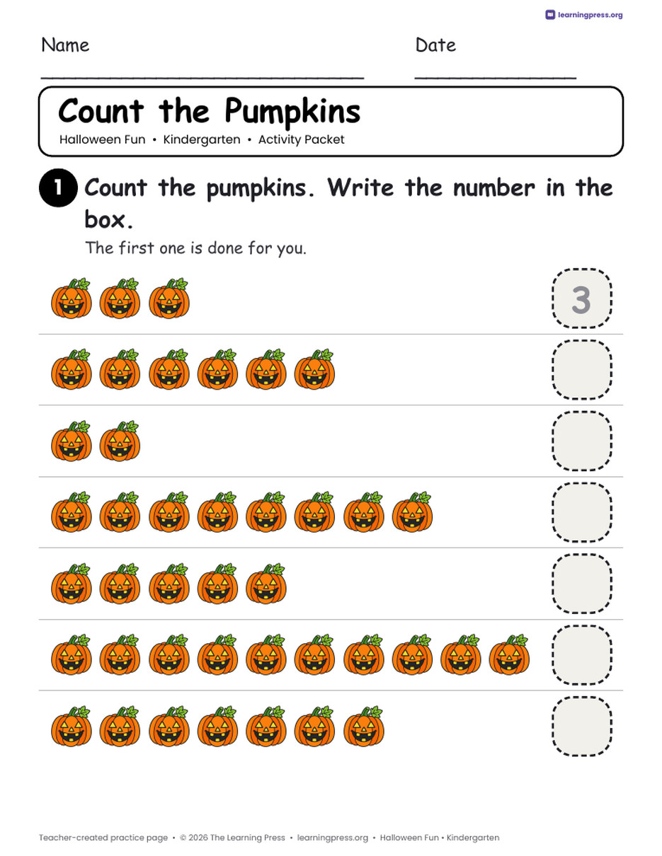 Preview page 3 of Halloween Activity Packet · Kindergarten