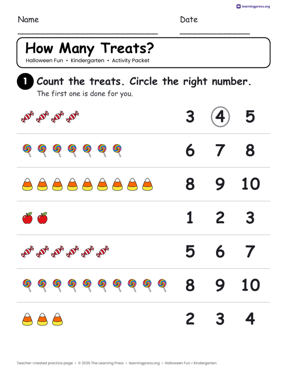 Preview page 4 of Halloween Activity Packet · Kindergarten
