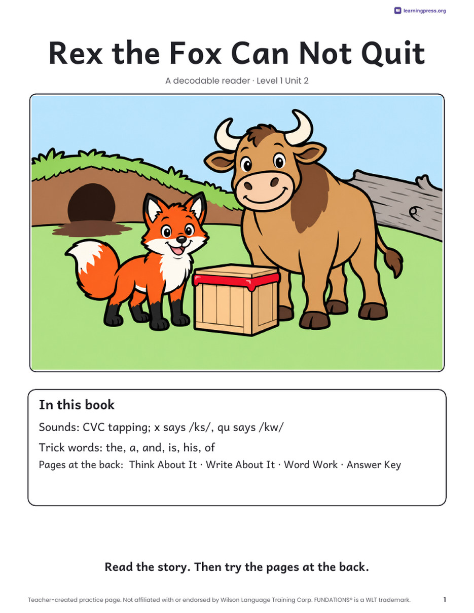 Preview page 2 of Fundations®-Aligned Decodable Reader · Level 1 Unit 2