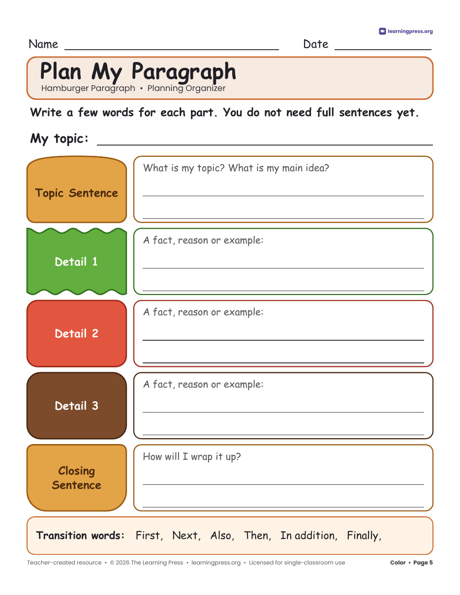 Preview page 1 of ELA Graphic Organizers Bundle · Paragraph, Frayer, Story Structure & Anchor Charts