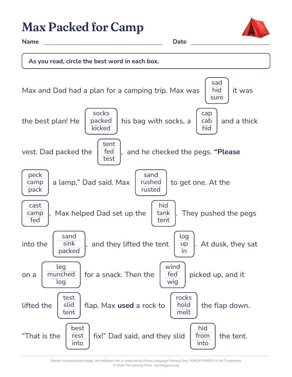 Preview page 3 of Fundations®-Aligned Maze Passages · Level 2 Unit 4