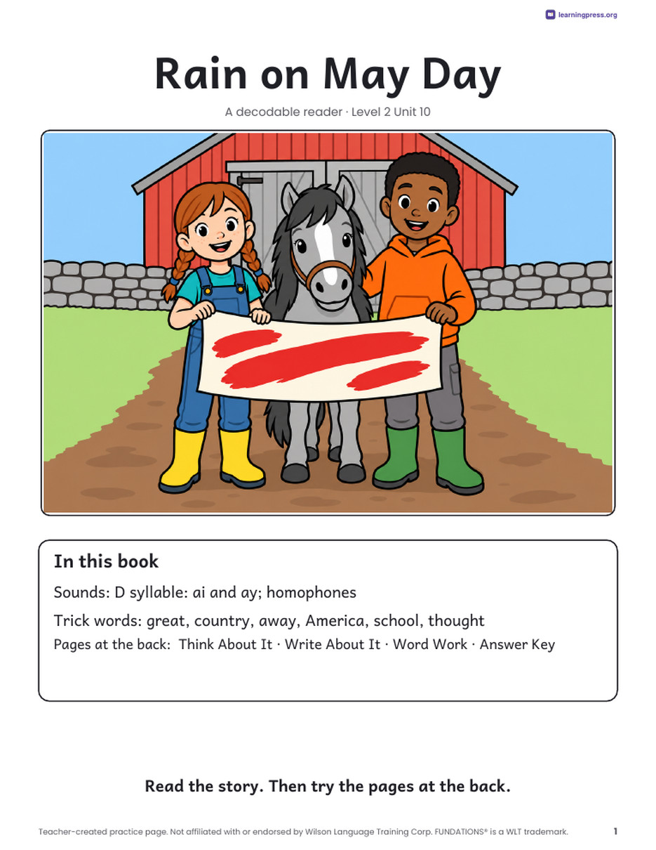 Preview page 2 of Fundations®-Aligned Decodable Reader · Level 2 Unit 10