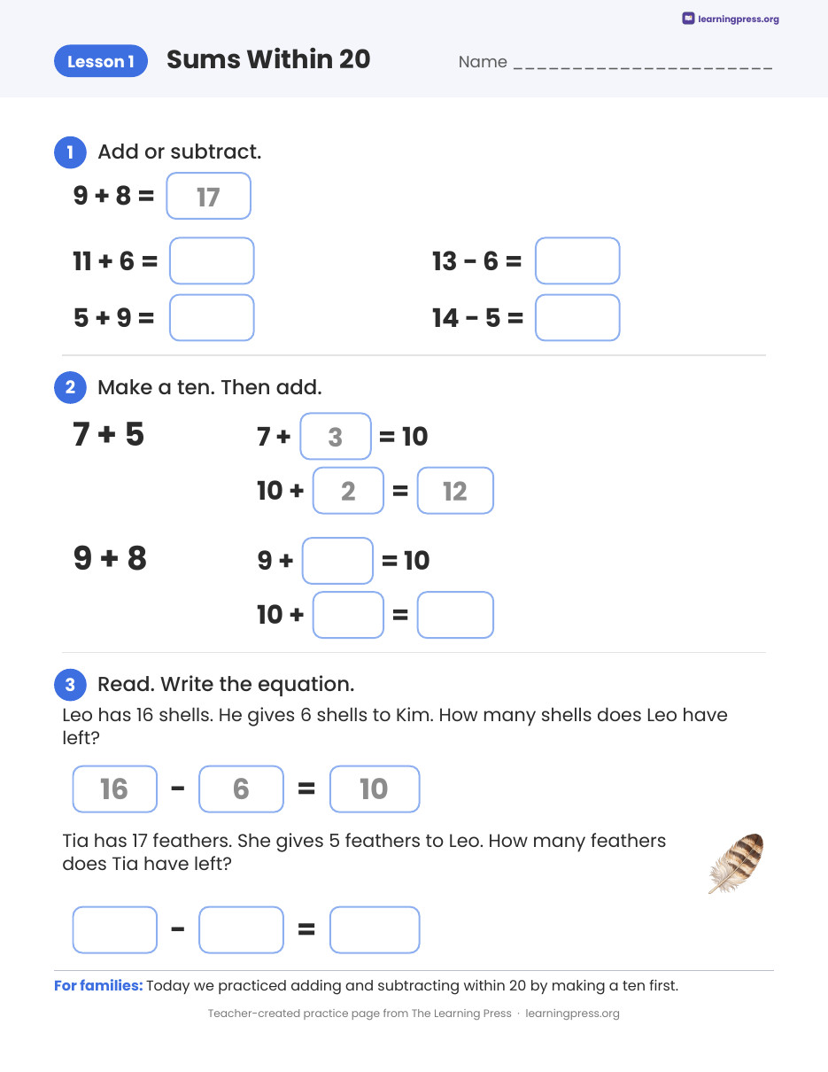 Preview page 1 of Illustrative Math (IM®) Aligned 2nd Grade Unit 9 Homework Packet (Color & B&W)