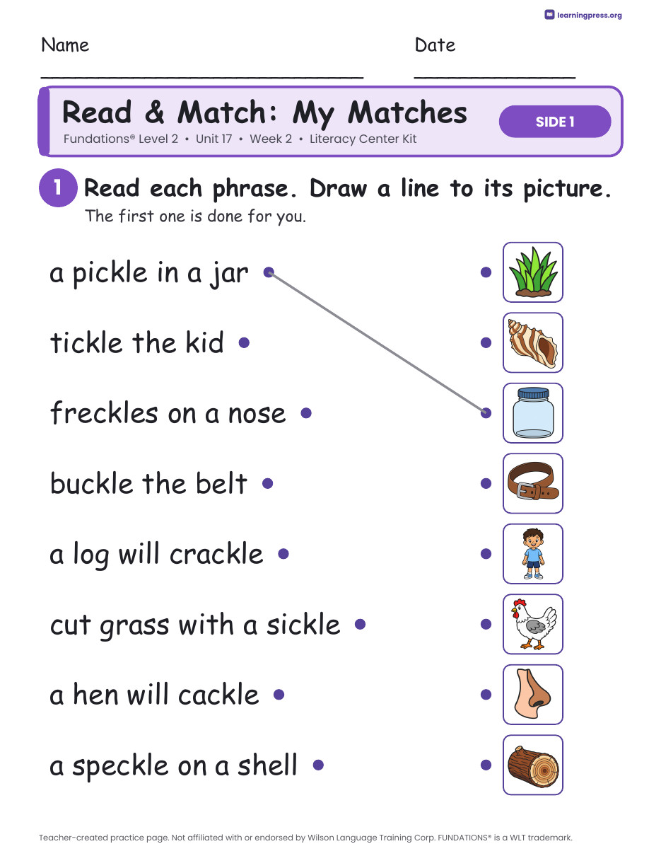 Preview page 3 of Fundations Level 2 Unit 17 Week 2 Literacy Center Kit