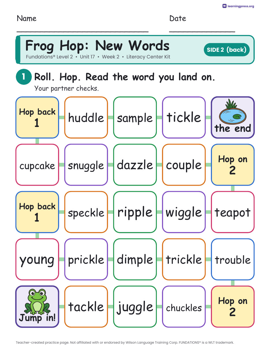 Preview page 4 of Fundations Level 2 Unit 17 Week 2 Literacy Center Kit
