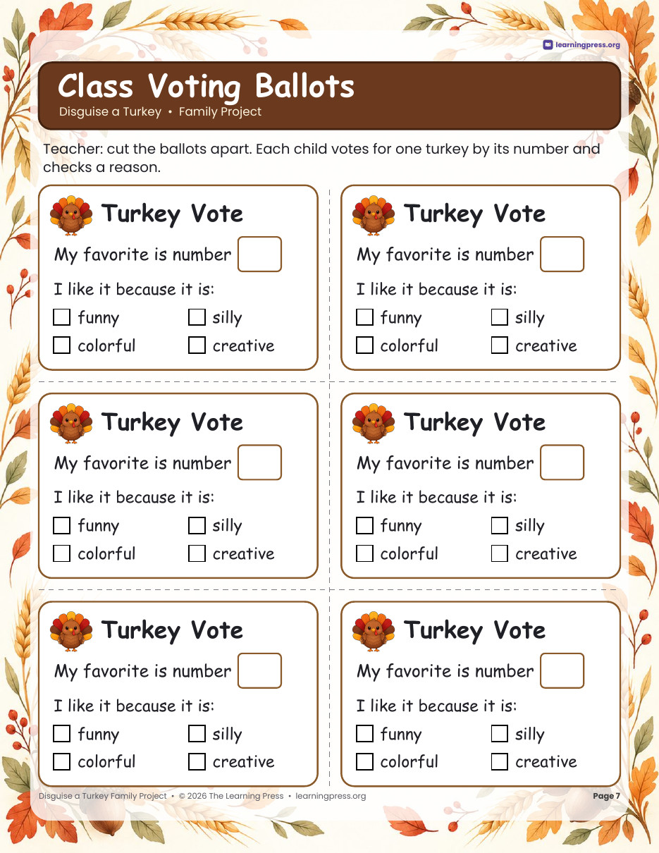 Preview page 3 of Disguise a Turkey Family Project · Turkey in Disguise for November