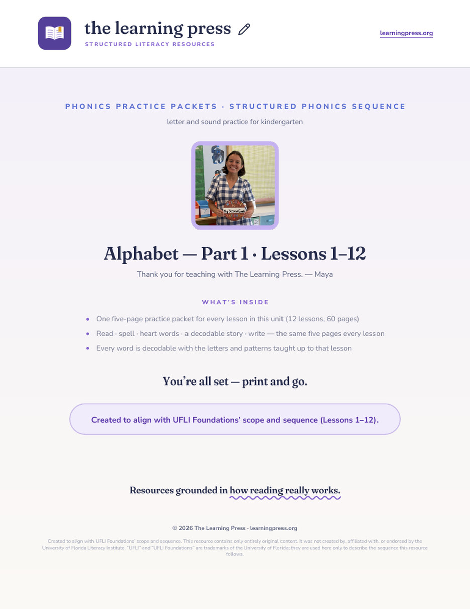 Preview page 1 of Alphabet — Part 1 Unit Bundle · Lessons 1–12