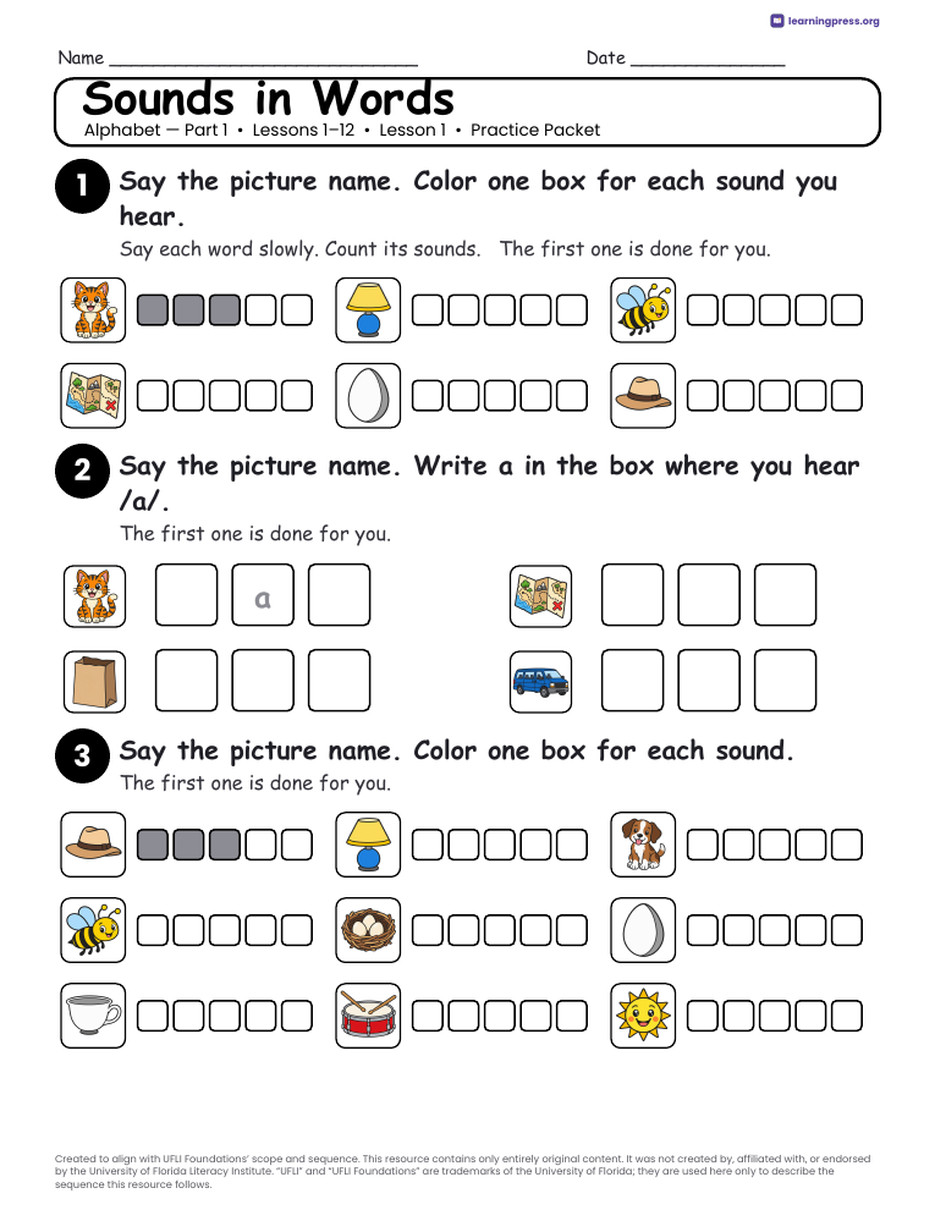 Preview page 3 of Alphabet — Part 1 Unit Bundle · Lessons 1–12
