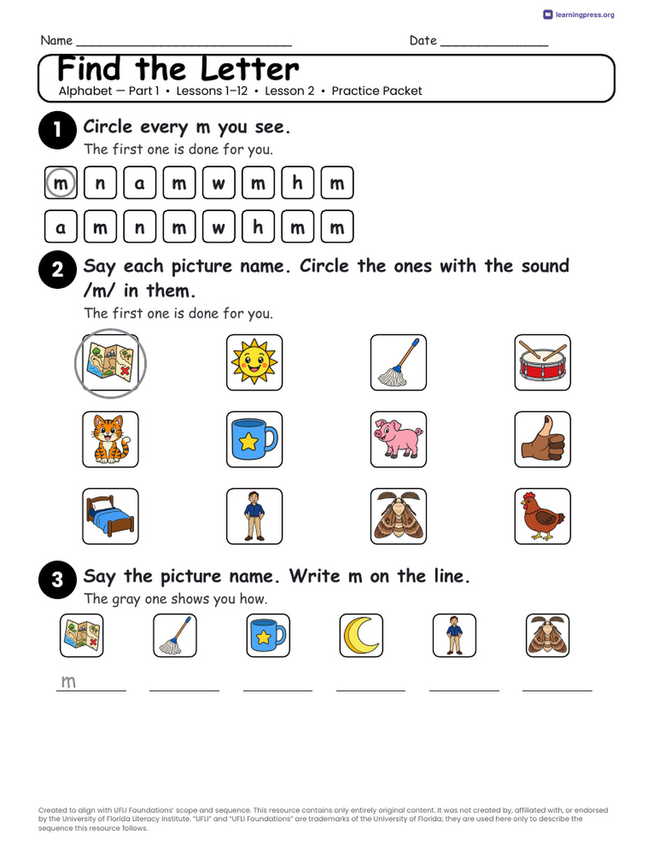 Preview page 4 of Alphabet — Part 1 Unit Bundle · Lessons 1–12