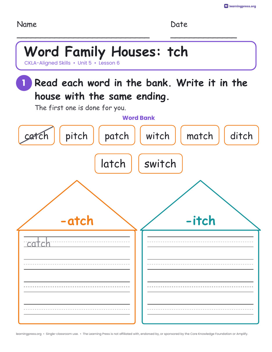 Preview page 3 of CKLA-Aligned Grade 1 Skills Unit 5 Worksheets (Lessons 1–22)