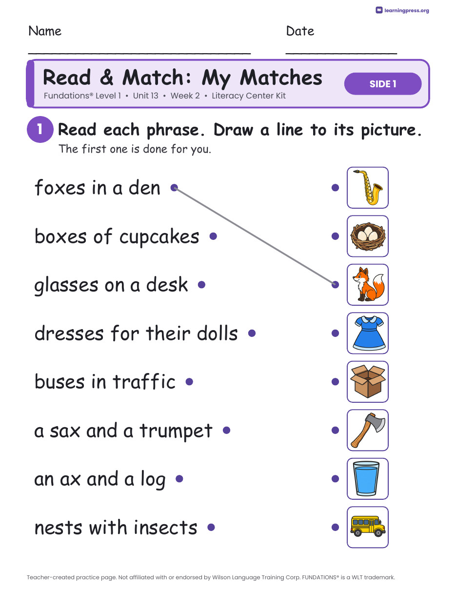 Preview page 3 of Fundations Level 1 Unit 13 Week 2 Literacy Center Kit