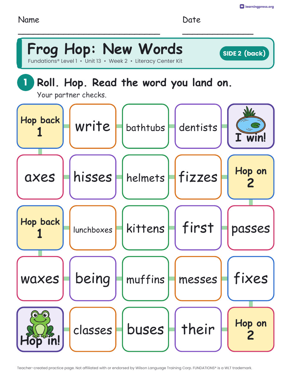 Preview page 4 of Fundations Level 1 Unit 13 Week 2 Literacy Center Kit
