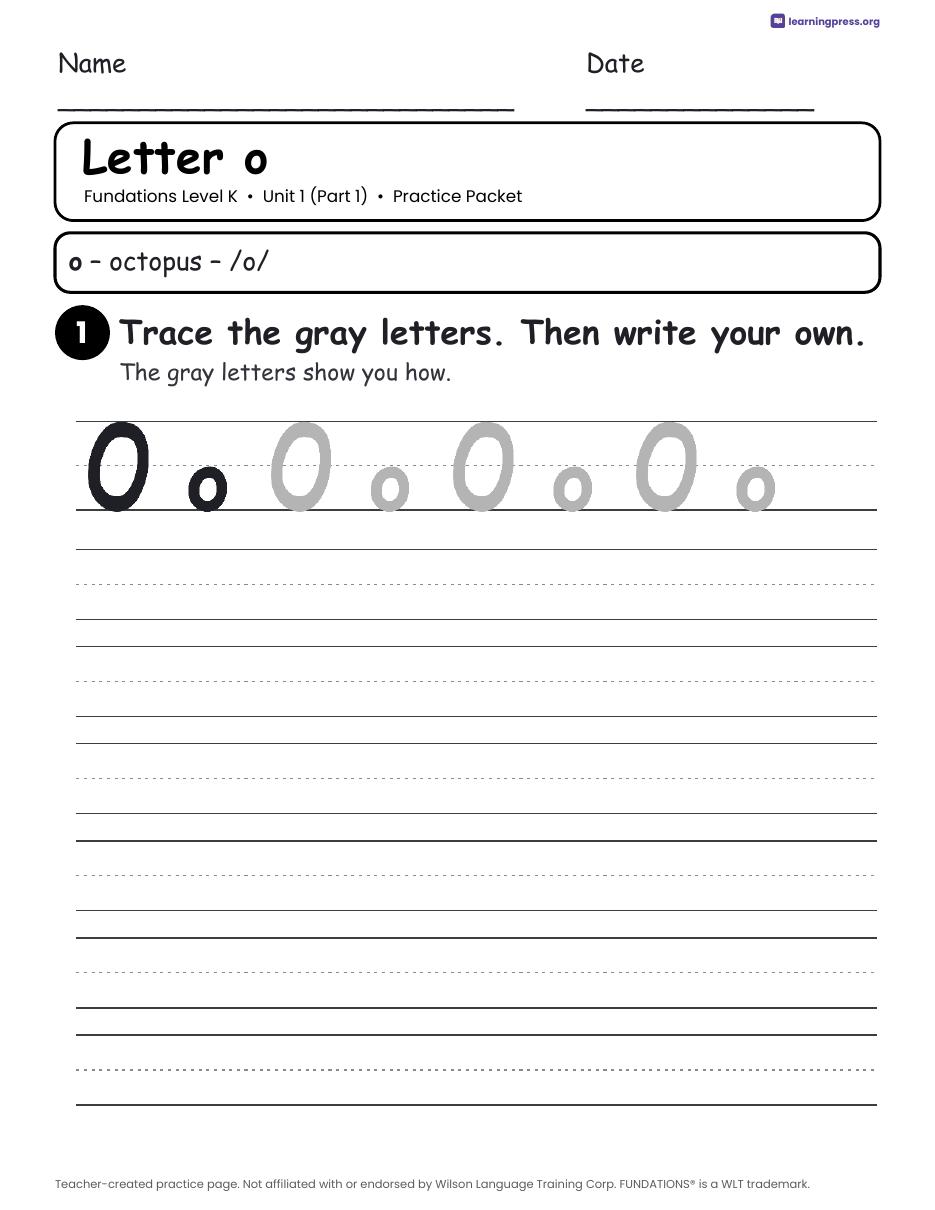 Preview page 1 of Fundations Level K — Full-Year Worksheets Bundle (All Units 1–5)