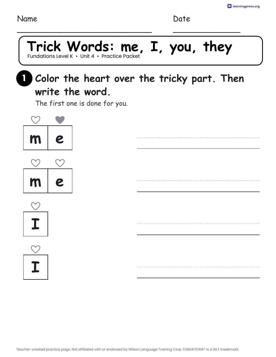Preview page 3 of Fundations Level K — Full-Year Practice Packets Bundle (All Units 1–5)