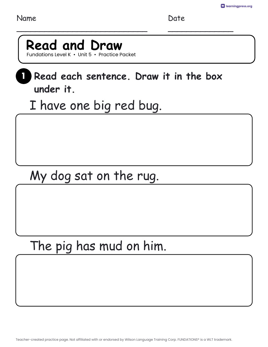Preview page 4 of Fundations Level K — Full-Year Practice Packets Bundle (All Units 1–5)