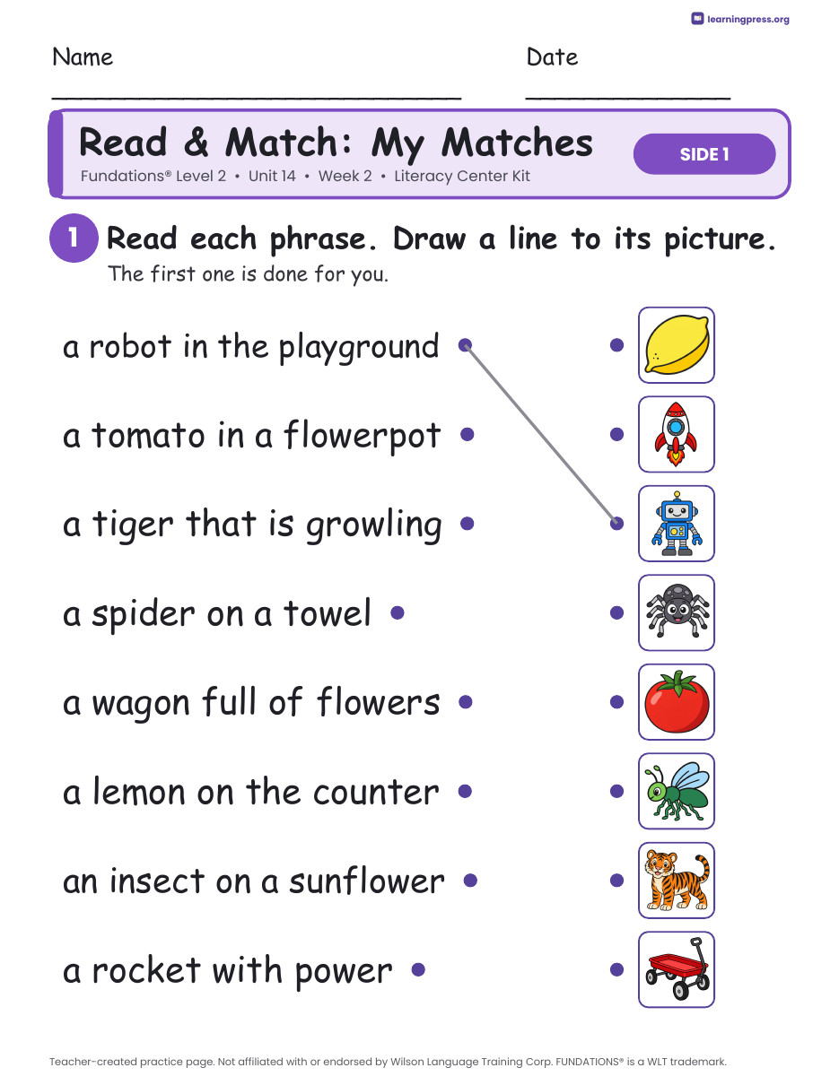 Preview page 3 of Fundations Level 2 Unit 14 Week 2 Literacy Center Kit