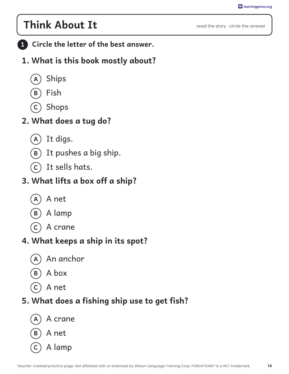 Preview page 3 of Fundations®-Aligned Decodable Nonfiction Book · Level 1 Unit 3: Ships