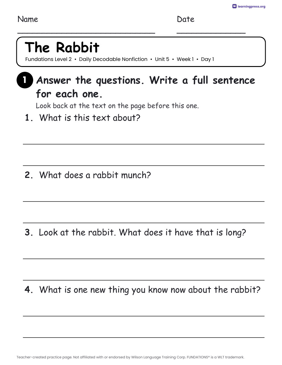Preview page 2 of Fundations-Aligned Daily Decodable Nonfiction · Level 2 Unit 5