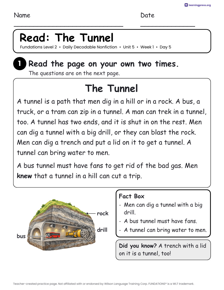 Preview page 4 of Fundations-Aligned Daily Decodable Nonfiction · Level 2 Unit 5