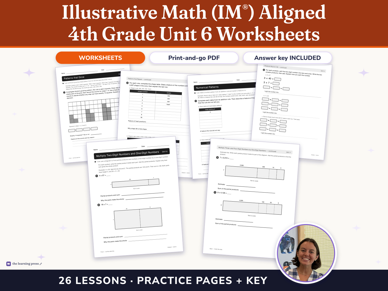 Preview page 1 of Illustrative Math (IM®) Aligned 4th Grade Unit 6 Worksheets: Multiplying and Dividing Multi-digit Numbers