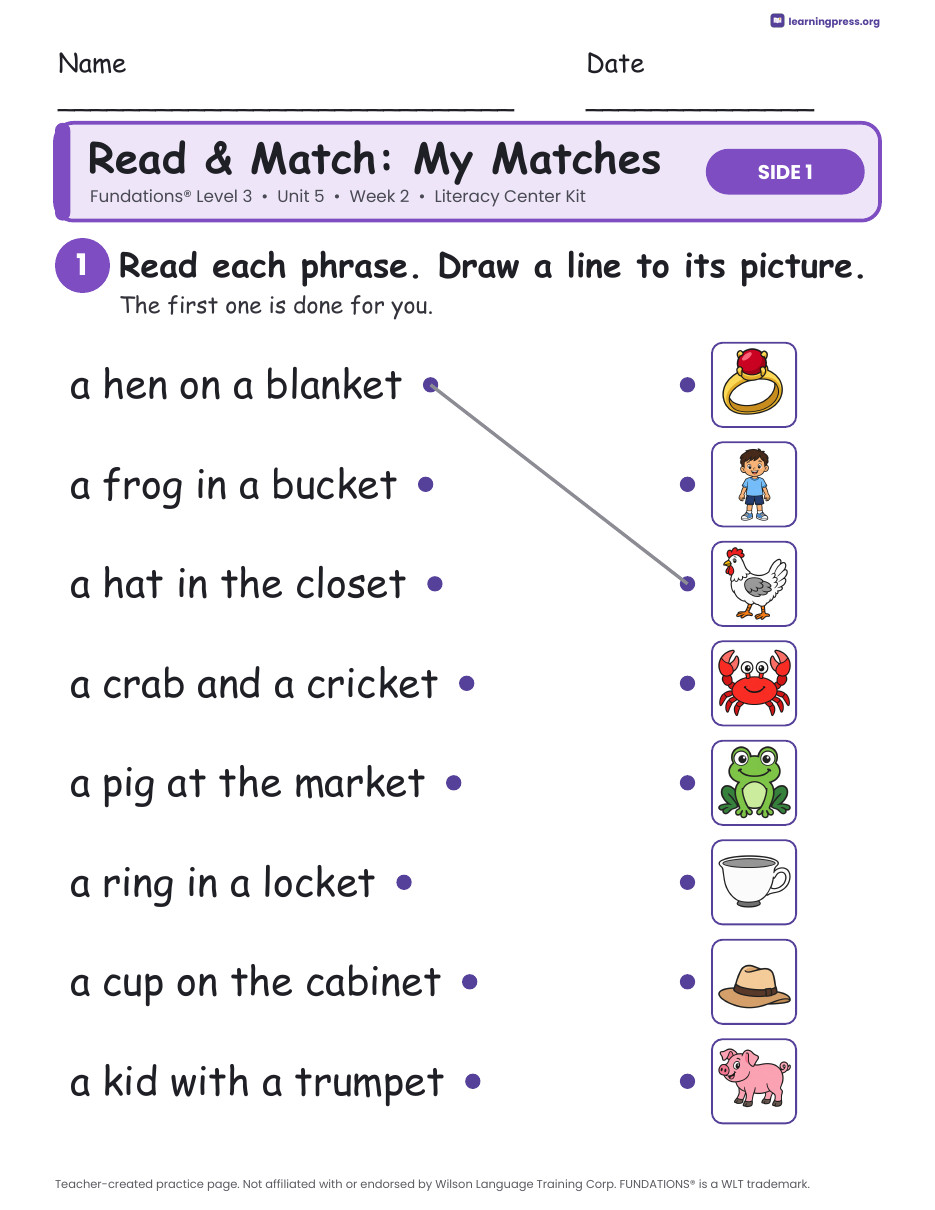 Preview page 3 of Fundations Level 3 Unit 5 Week 2 Literacy Center Kit