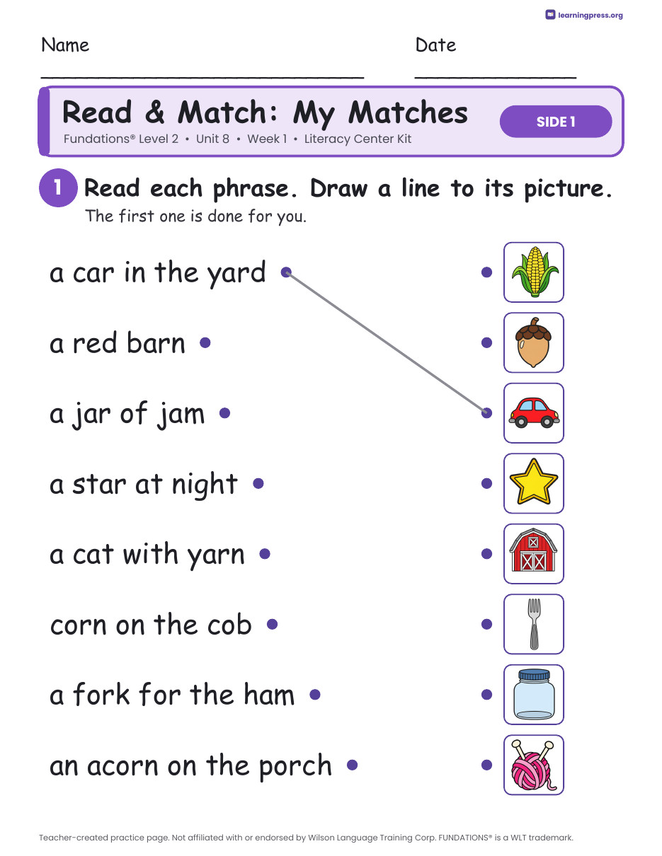 Preview page 3 of Fundations Level 2 Unit 8 Week 1 Literacy Center Kit