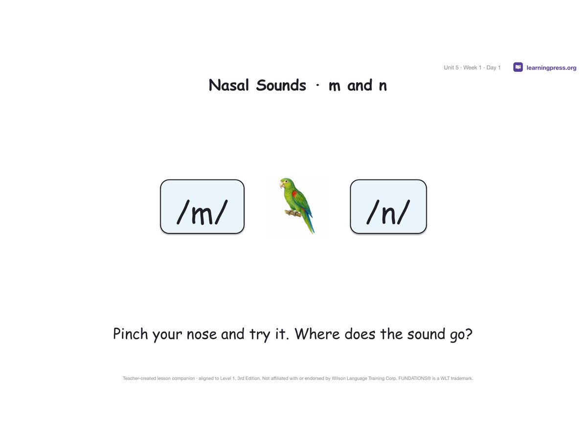 Preview page 1 of Fundations Level 1 Unit 5 Lesson Slides – 3rd Edition Aligned