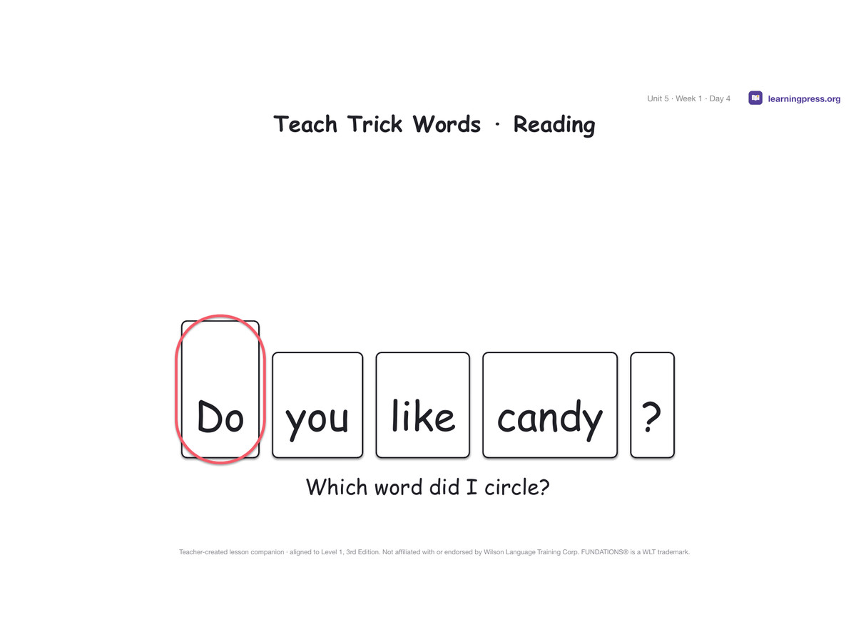 Preview page 3 of Fundations Level 1 Unit 5 Lesson Slides – 3rd Edition Aligned
