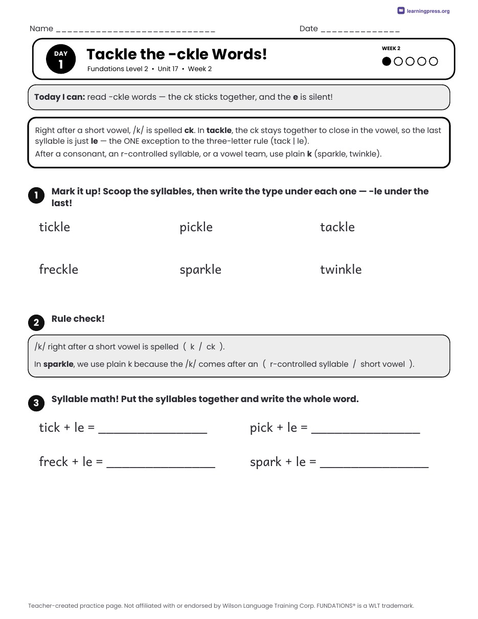 Preview page 2 of Fundations Level 2 — Complete Level Bundle (Units 1–17)
