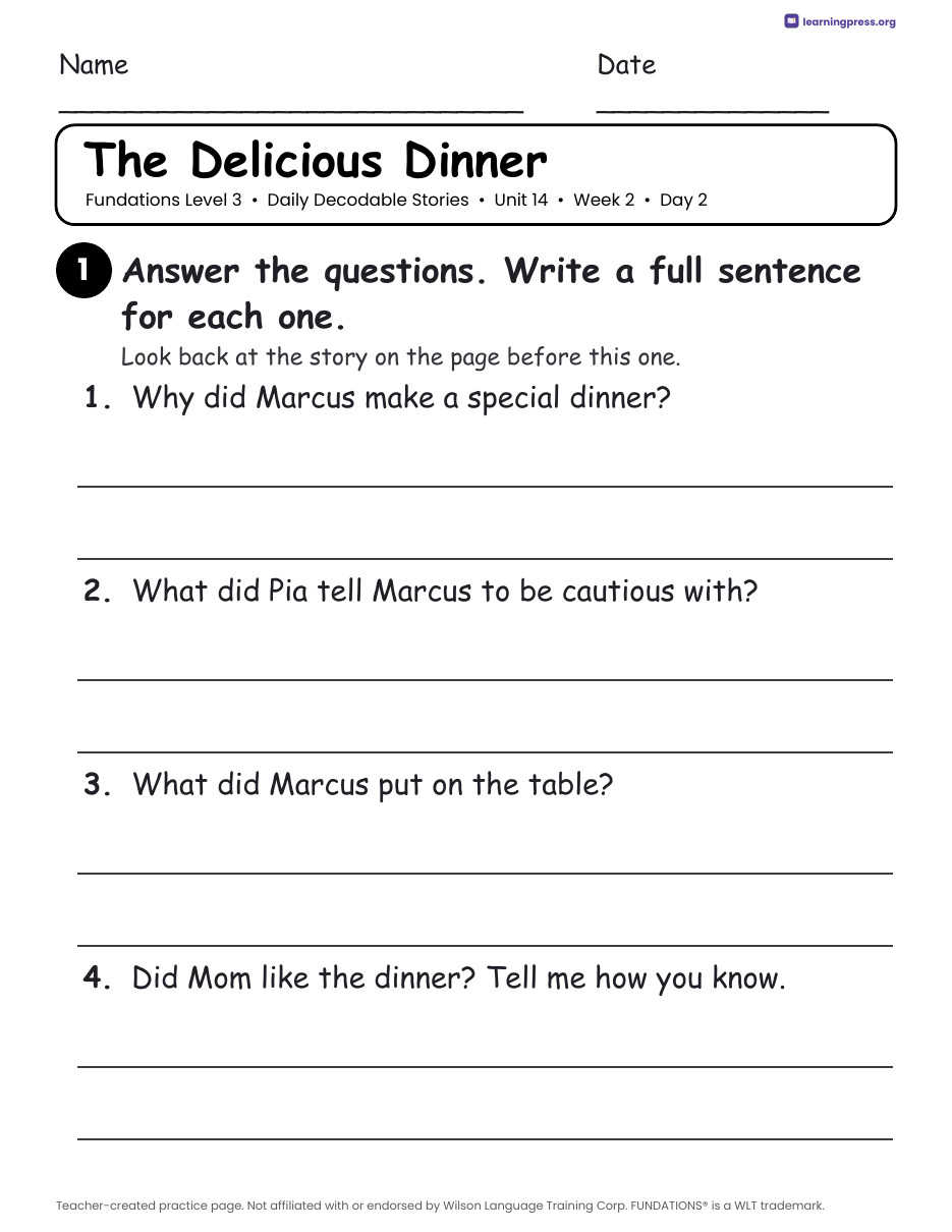 Preview page 4 of Fundations Level 3 Unit 14 Daily Decodable Stories