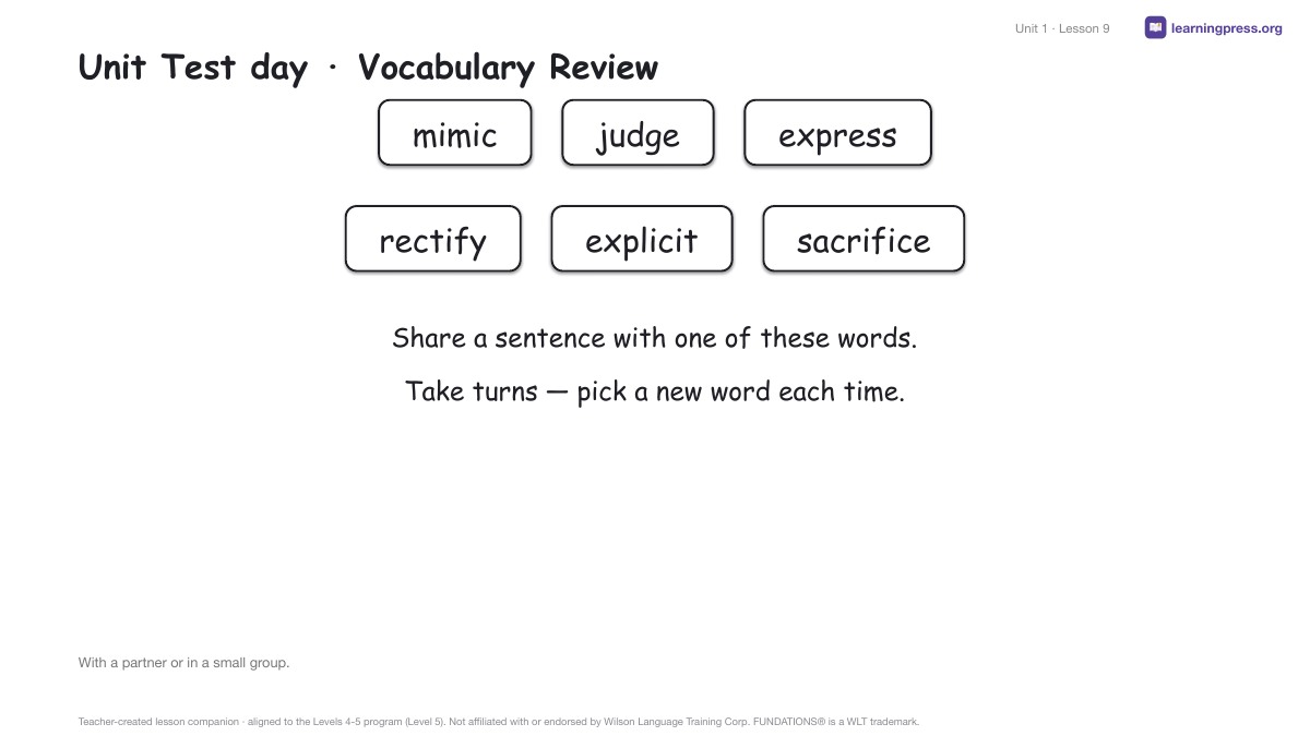 Preview page 4 of Fundations Level 5 Unit 1 Lesson Slides