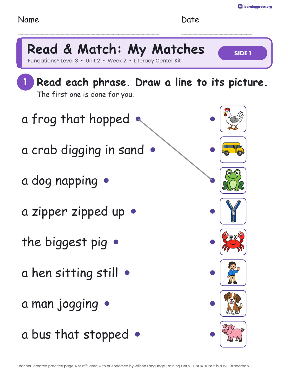 Preview page 3 of Fundations Level 3 Unit 2 Week 2 Literacy Center Kit