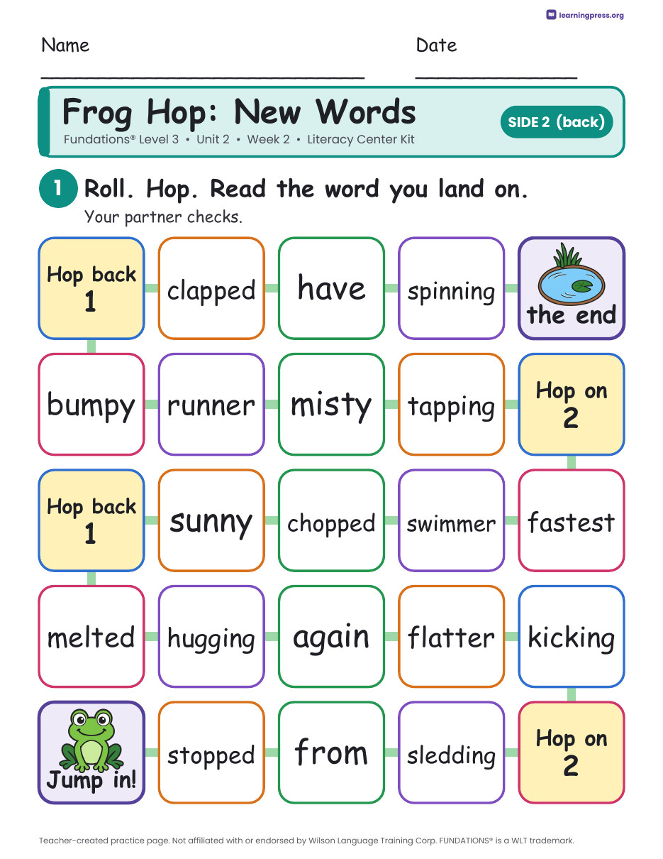 Preview page 4 of Fundations Level 3 Unit 2 Week 2 Literacy Center Kit