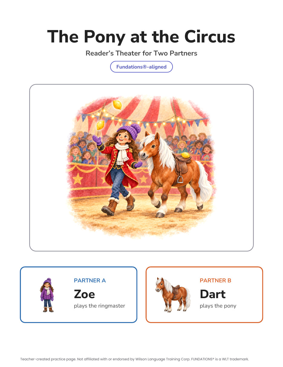 Preview page 1 of Fundations-Aligned Partner Reader's Theater · Level 3 Unit 6