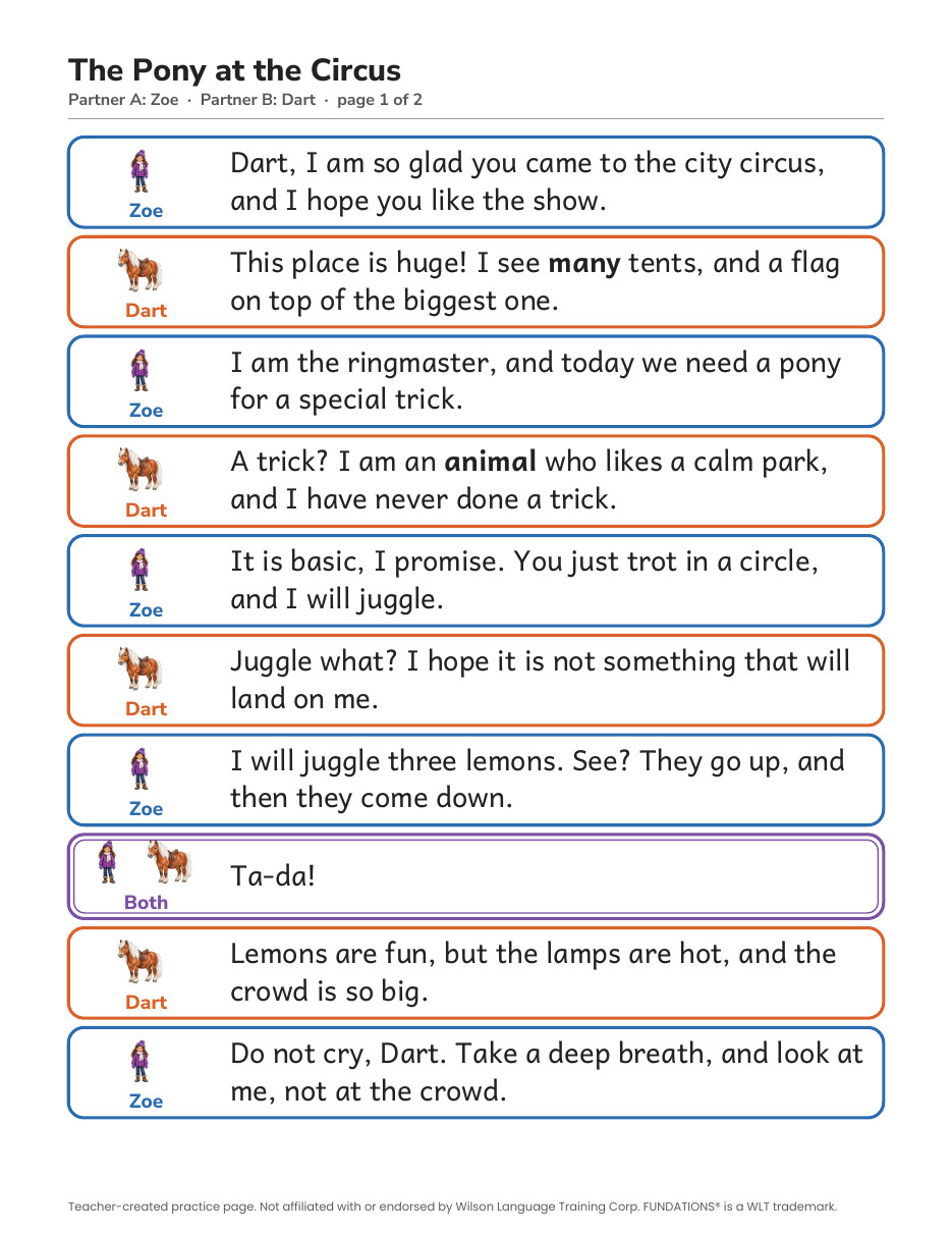 Preview page 2 of Fundations-Aligned Partner Reader's Theater · Level 3 Unit 6
